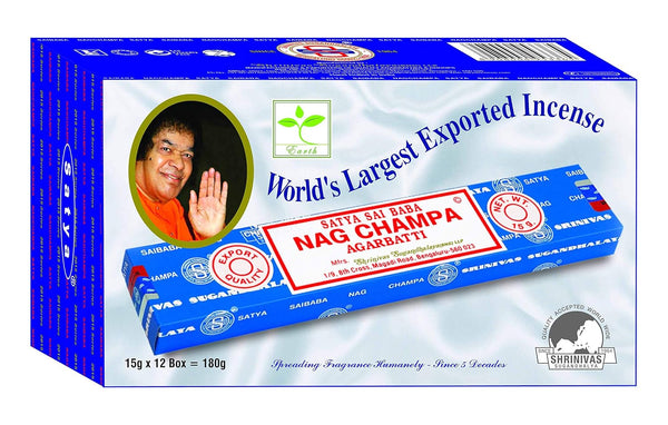 Satya Sai Baba Nag Champa Incense Sticks Agarbatti 180 Grams Box