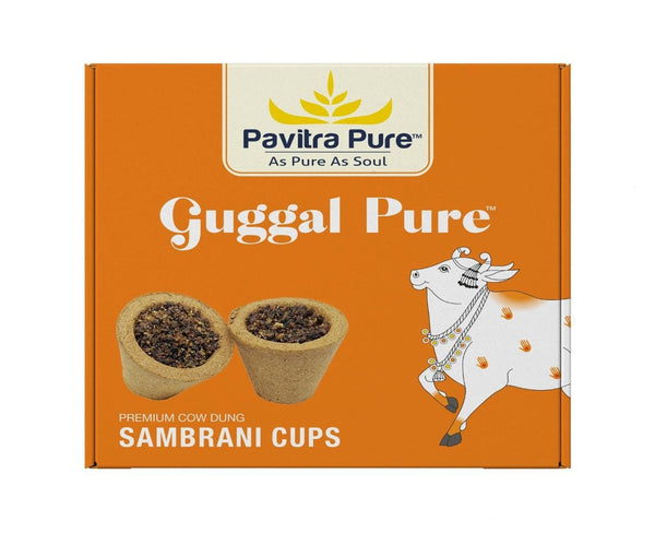 Pavitra Pure Premium 100% Organic Cow Dung Sambrani/Hawan Cups (12 Cups Each Box)