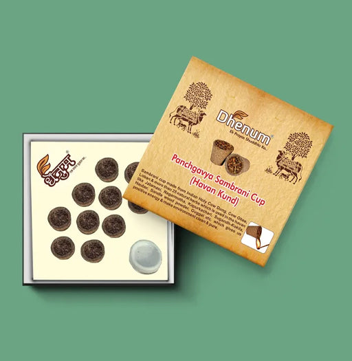 Panchgavya Sambrani Cup ( Havan Kund) with Stand - 10 Pcs in Box